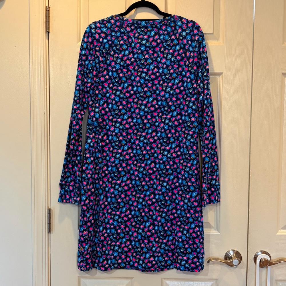 Lilly Pulitzer Beach Comber Long Sleeve Dress Seabreeze Blue Pink Navy Large NWT - Picture 2 of 4